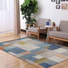 Hype Store Latte Dizayn Anelia Desenli Pamuk Tabanlı Yıkanabilen Kaydırmaz Antibakteriyel Salon Halısı 80X150