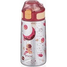 Hype Store Tkk 500ML Silikon Pipetli Kilitlenebilir Kapak Desenli Sızdırmaz Su Matarası (Kırmızı)