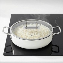 Taç Sera Feel Yanmaz Yapışma Seramik Basık Tencere 22 Cm/beyaz