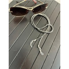 Boncukcu Abla Kristal Taşlı Antrasit Gözlük Zinciri Gözlük Ipi