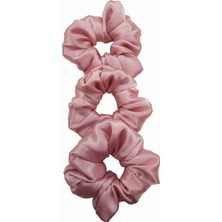 Hype Store Sipariş Vakti Saten Saç Tokası Scrunchie Toka 3 Adet (Pembe5)