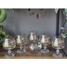 Konyax Sultan Mix 250 cc Kahve Yanı Kristal Bardak 6'lı 24K El Işçiliği Gerçek Altın Işlemeli