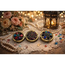 Seymen Bıçakçılık 3’lü El Işlemeli Pirinç Kaplama Çift Taraflı Kompakt Cep Aynası – Vintage Tasarım, Hediyelik