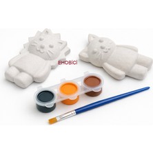 Ehobici Taş Boyama Seti Kız Aslan ve Kedi 3 Renk Akrilik Boya 5ml + Fırça