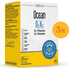 Ocean D3K2 Damla 20 ml - 3 Adet (60 Ml) - Dezenfektan Hediyeli (%72 Alkol)