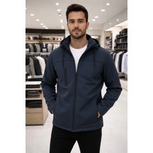 Erkek Çıkarılabilir Kapüşonlu, Rüzgar ve Yağmura Dayanıklı Softshell Mont