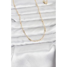 Mç Plus Erb cm 14K Gold Renk Bar Zincir Model 60 cm Kadın Kolye