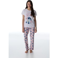 Penti Pembe Lic Stitch Ohana Pamuklu Pantolon Pijama Takımı