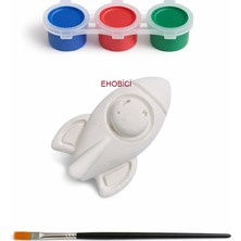 Ehobici Taş Boyama Seti Uzay Mekiği 3 Renk Akrilik Boya 5ml + Fırça