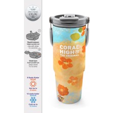 Coral High Çicek Desenli Pipetli ve Direkt Içim Çelik Termos 900 ml 38739