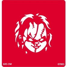 Airbrush Tattoo Chucky Bebek Yapışkanlı Stencil Süsleme ve Boyama Kalıbı