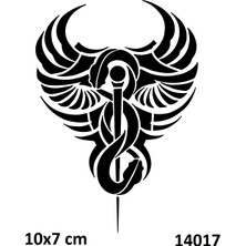 Airbrush Tattoo Yılanlı Kanat Yapışkanlı Stencil Süsleme ve Boyama Kalıbı