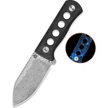 Qsp Canary | Karanlıkta Parlayan Parçalanmış Karbon Fiber Sap | Lamine Damascus Çelik Boyun Bıçağı | QS141-L