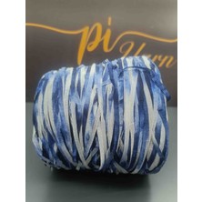 Pi Yarn Vımar Kurdele Fantazi Ipi Beyaz-Lacivert 200GR