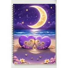 Black-One Sevgililer Günü (Çift Kalp Temalı) A5 Metal Spiralli Çizgisiz Kalın Bristol Kapak Sev. Günü Çift Kal