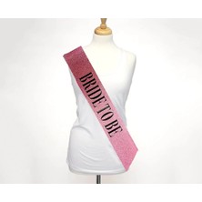 Magicool Pembe Üzeri Siyah Büyük Bride To Be Yazılı Simli Işıltılı Kuşak Kemer 10 cm Genişlik