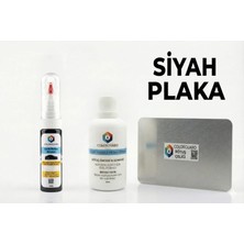 COLORGUARD Siyah Plaka Rötuş Seti - 2 si 1 Arada İğne ve Fırça Uçlu Şişe, Solüsyon ve Rötuş Çeliği