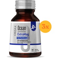 Ocean Extramag Üçlü Magnezyum Kombinasyonu 60 Tablet - 3 Adet (180 Tablet) - Dezenfektan Hediyeli (%72 Alkol)