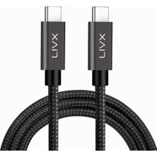 Hype Store Solid 100W 5A Type C To Type C 2 Metre Hızlı Şarj ve Data Kablosu Halat Örgülü Space Gray