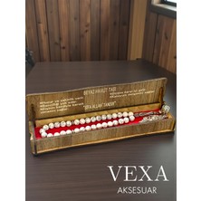 Vexa Aksesuar Beyaz Havlit Doğal Taş Tesbih – 33’lü El Yapımı – Özel Ahşap Kutulu Hediyeli Ürün