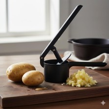 Hype Store Paslanmaz Çelik Siyah Patates Ezici | Büyük Boy Metal Kollu Patates Püre Aparatı | Mutfakta Kolaylık