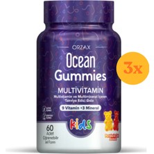 Ocean Gummies Multivitamin Kids 60 Jel Form - 3 Adet (180 Jel Form) - Dezenfektan Hediyeli (%72 Alkol)