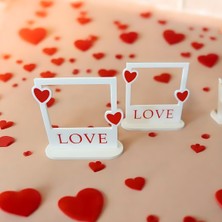 MisterionStudio Love Yazılı Kalpli Dekoratif Mini Çerçeve Masa Üstü Fotoğraf Çerçevesi (1 Adet Fiyatıdır)