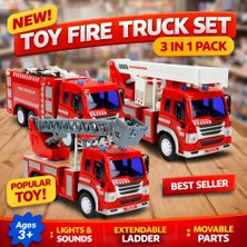 Trust Store Sesli ve Işıklı 1:16 Itfaiye Araçları 3’lü Set  Merdivenli, Arazöz ve Kurtarma Aracı
