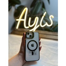 Ayis Aksesuar Iphone 13/14 Uyumlu Siyah Standlı Magsafe Kılıf -Lens Hediyeli