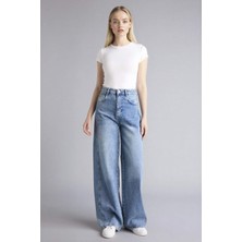 DeFacto %100 Pamuk Wide Leg Normal Bel Jean Pantolon G8837AX26SP