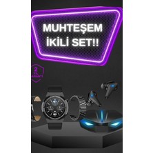 Kablosuz Bluetooth Bağlantılı Kulaklık ve Dokunmatik Ekran Akıllı Saat Arama Cevaplama