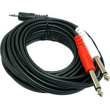 Powermaster PM-13934 3.5 mm Stereo Erkek - 2x6.3 mm Mono Erkek Ses Kablosu (5 Metre)