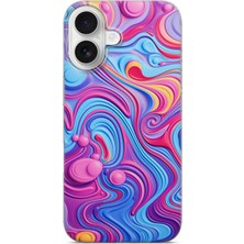 Lelia iPhone 16 Uyumlu Baskılı Şeffaf Telefon Kılıfı | Koleksiyon: Colorwave Flux