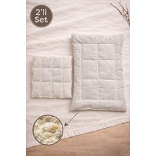 Yuvol 2'li %100 Doğal Yıkanmamış Koyun Yün Dolgulu 50X30CM-30X25CM