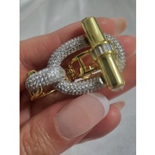 Çelik Tasarım Iki Parmak Zirkon Taşlı Yüzük