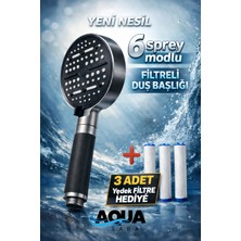 Aqua Sara 6 Fonksiyonlu Filtreli Duş Başlığı (3ADET Yedek Filtre)| Su Arıtmalı, Klor ve Kireç Önleyici, Yüksek Basınçlı