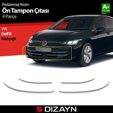Universal S-Dizayn Vw Golf 8.5 Makyajlı Hb Krom Ön Tampon Çıtası 4 Prç. 2024 Üzeri A+ Kalite