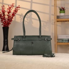 Yeşil Renk Hakiki Deri Omuz Çantası - Omuz Askılı ve Spor