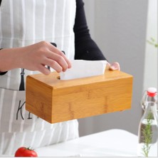 Hepta Collection Peçetelik Kolay Kullanım Peçete Doldurulabilir Kapaklı Dispanser Peçete Ahşap