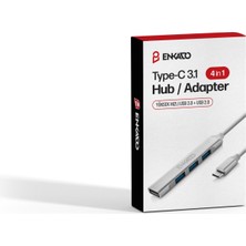 Kaia Life Enkado EKD-TP50, Type-C To 3xusb 2.0, 1xusb 3.0, Metal, USB Hub