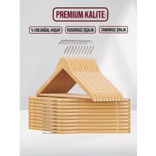 SDF Askı Naturel Ahşap Elbise Pantolon Askısı 10 Adet