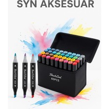 Syn Aksesuar 60 Renk Çift Uçlu Marker Kalem Seti – Taşıma Çantalı