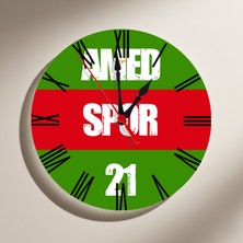Zerya Amedspor Yeşil Kırmızı Tasarımlı Duvar Saati - Amed Spor Roma Rakamlı Saat