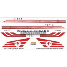 Babibi DAT01093 1/72 Ölçek, Thy, Boeing 727-200, Dekal Çıkartma