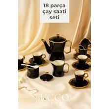 Ucco Diamond 18 Parça Lüks Çay Kahve Seti - Premium Ingiliz Gold Çay Seti, Kahve Fincanı, Sunumluk Kupa