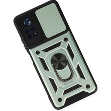 Olinea Newface Poco X4 5g Kılıf Pars Lens Yüzüklü Silikon - Yeşil