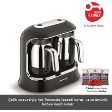 Korkmaz Çiftli Siyah Krom Modern Tasarım Kahve Makinesi Siyah/krom Kahvekolik Twin