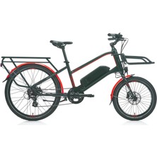 Carraro eLorry 2.1 Unisex Mini Velo 7-V HD Elektrikli Şehir Bisikleti - Mat Siyah-Kırmızı-Gri - 46 Cm