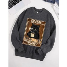 Kahve Çünkü Cinayet Yanlış Baskılı Erkek Kazak Sokak Kürk Astar Kazaklar Polar Sonbahar Erkek