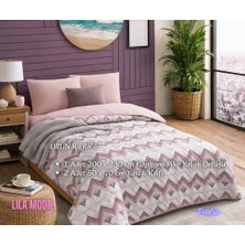 Lila Moon Pudra Renkli Çift Kişilik Desenli Kapitone Pike Yatak Örtüsü Takımı (Pike+2 Yastık Kılıfı)